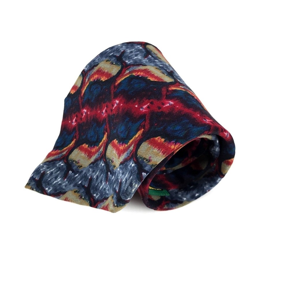J. GARCIA Tie 100% Silk Red Gray Blue Multicolor Funky Abstract Necktie 3.5x60" - Picture 2 of 6